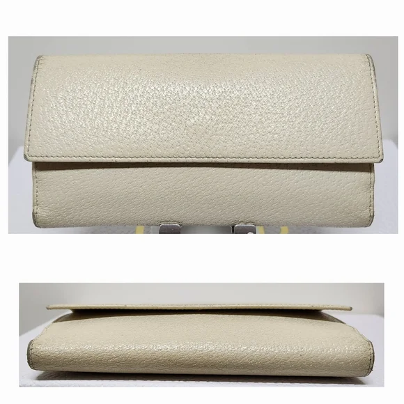 GUCCI G Clasp Continental Pebble Grain Ivory Leather Wallet Auth #035.2778.2097 - Picture 8 of 16